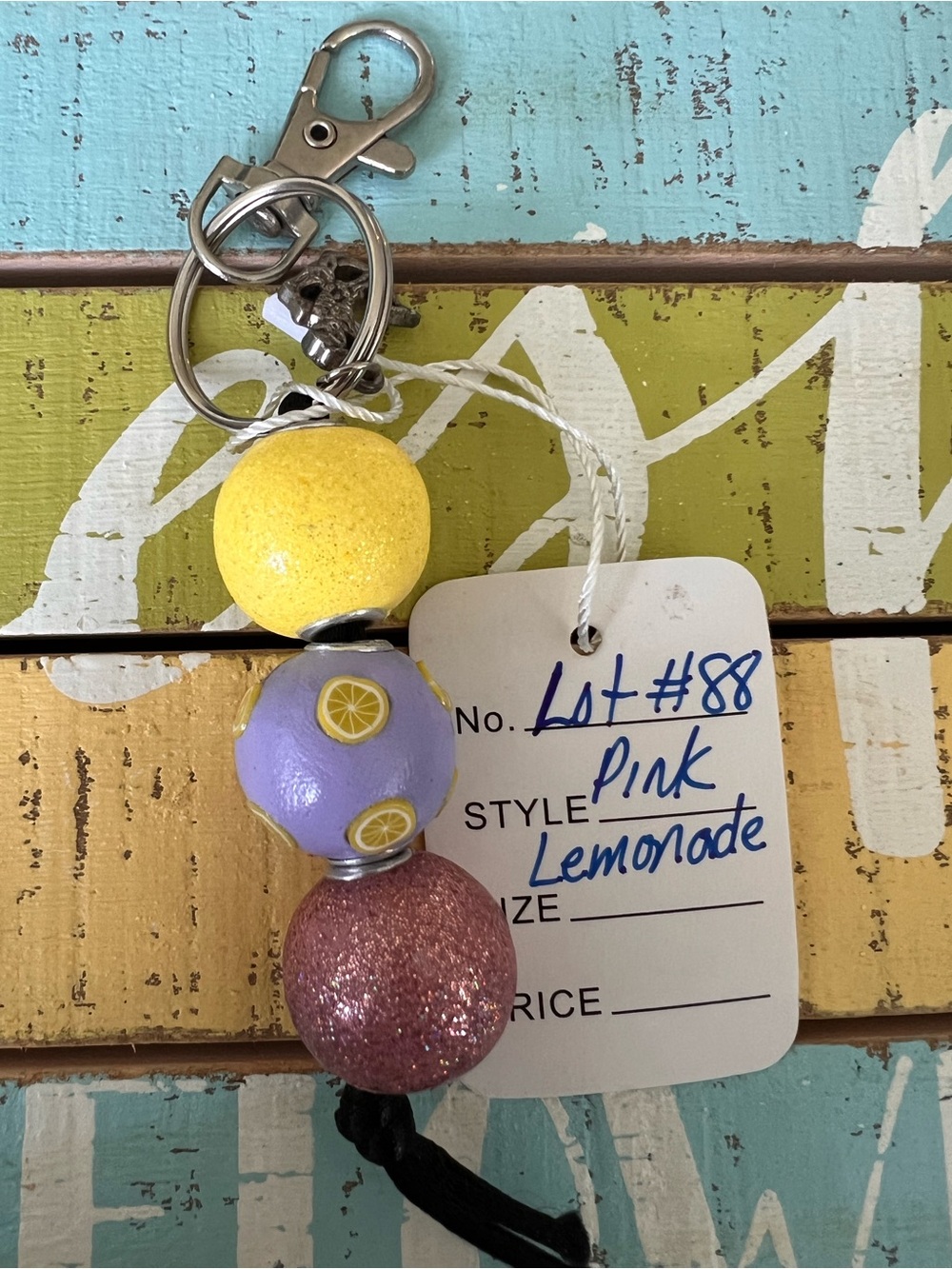 Colorful Beaded Bag Charm Keychain